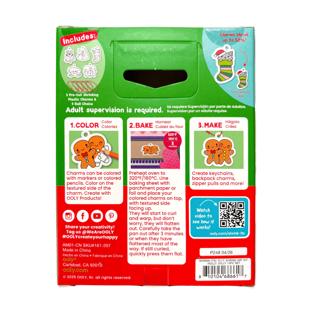 Shrink-Its! Mini DIY Shrink Art Kit - Holly Jolly - 5 Charms