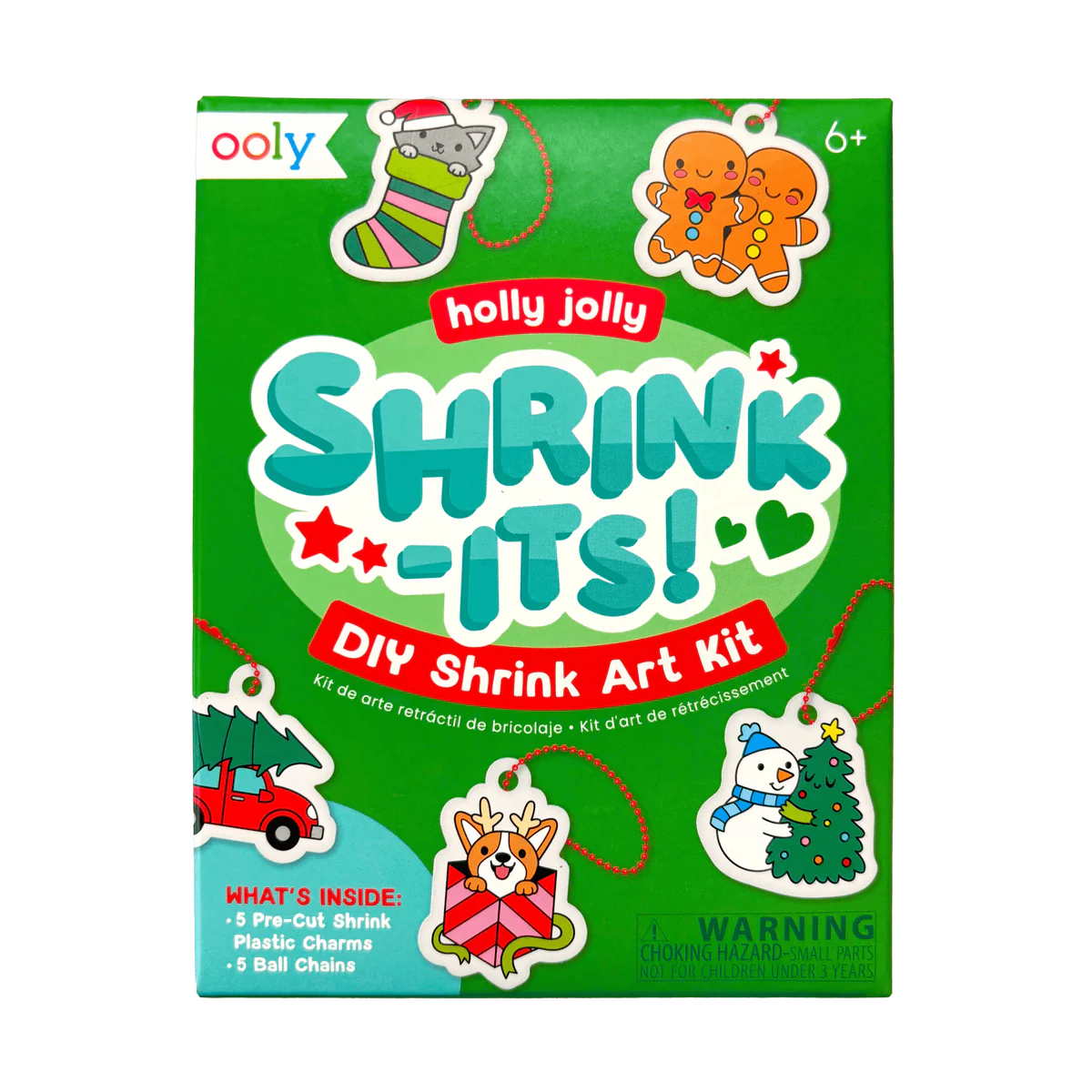Shrink-Its! Mini DIY Shrink Art Kit - Holly Jolly - 5 Charms
