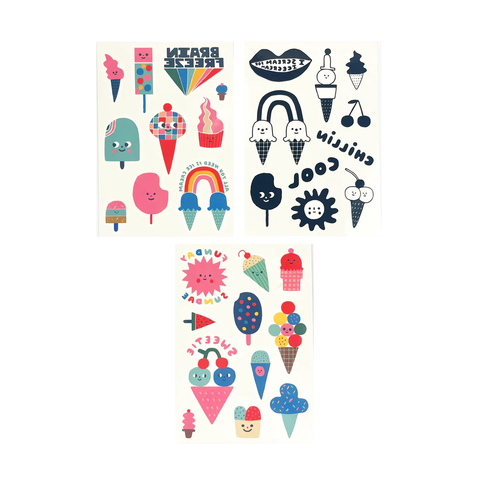 Tattoo-Palooza x Suzy Ultman: Temporary Tattoos Mini Pack - Ice Cream Party