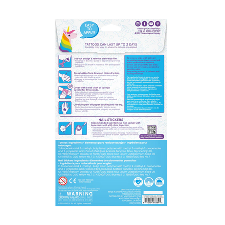 Tattoo-Palooza Temporary Tattoos & Nail Stickers - Unicorns & Rainbows