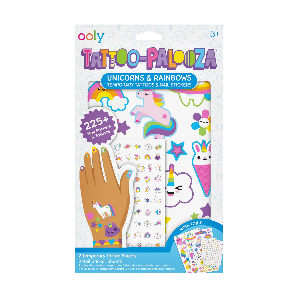 Tattoo-Palooza Temporary Tattoos & Nail Stickers - Unicorns & Rainbows