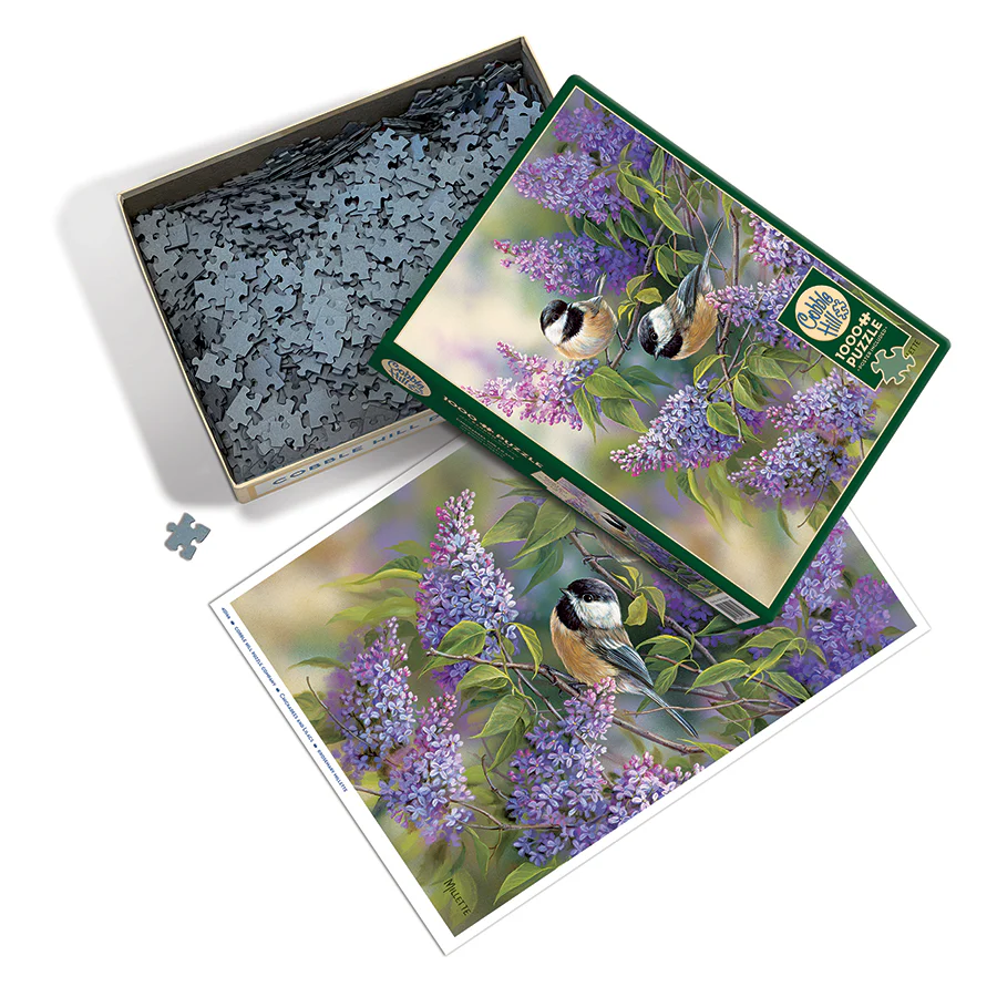 Cobble Hill Chickadees and Lilacs | 1000 Piece Puzzle