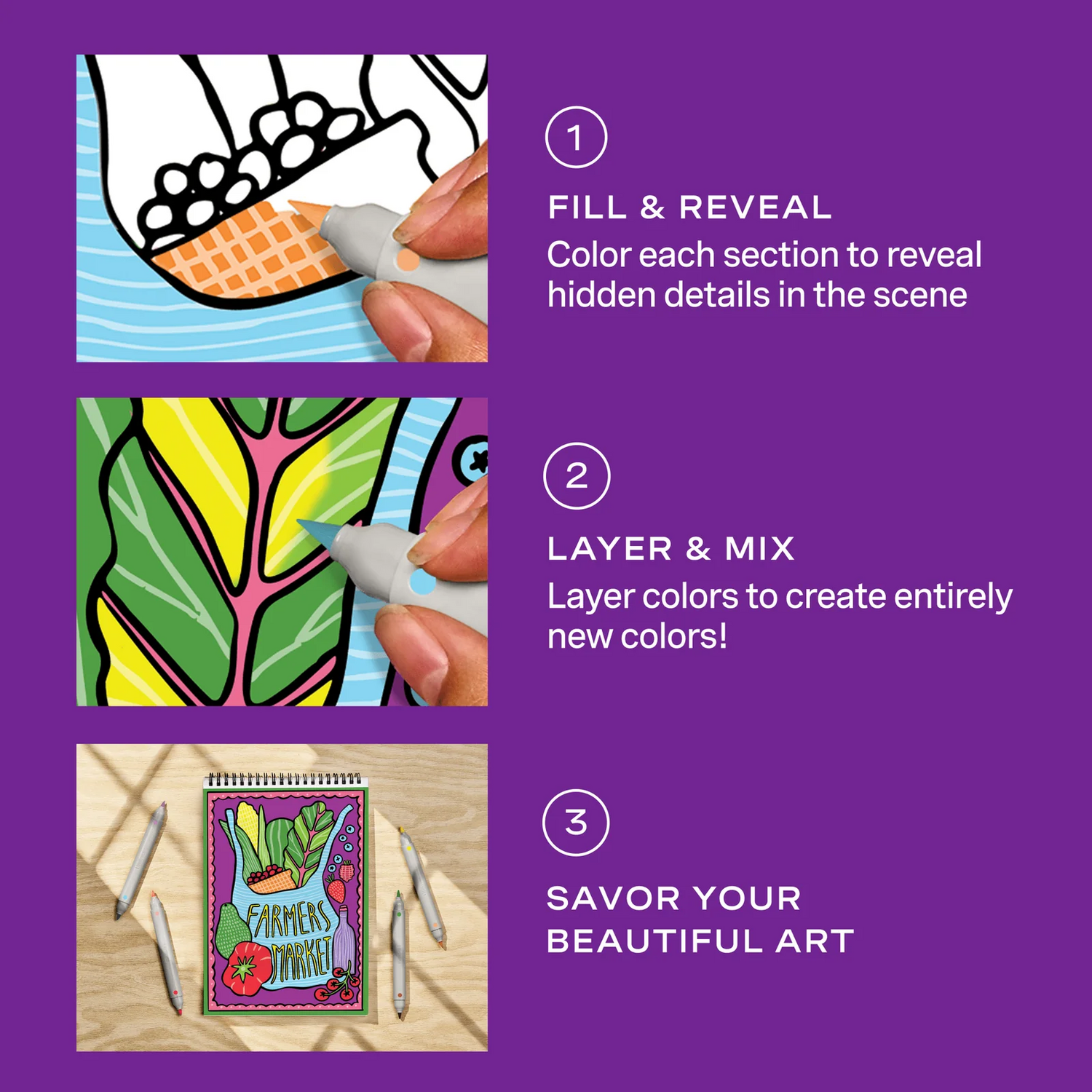 FlowArt® - Color-to-Reveal, Foodie Fun