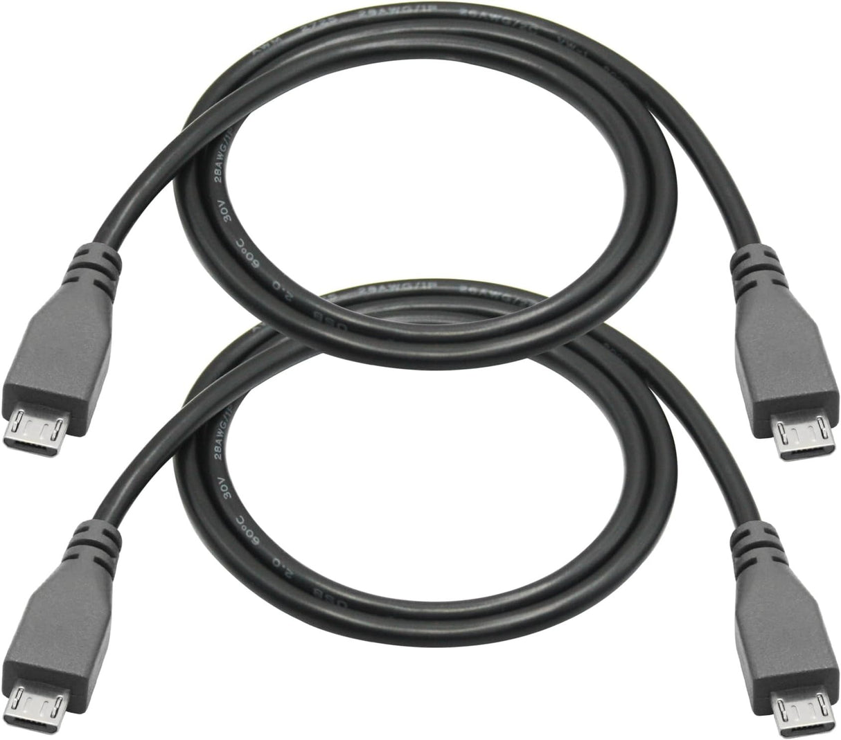 Micro USB Charging Data Cable, 0.5M/1.6FT USB 2.0 Micro USB Male to Micro USB Male Cable 2PCS