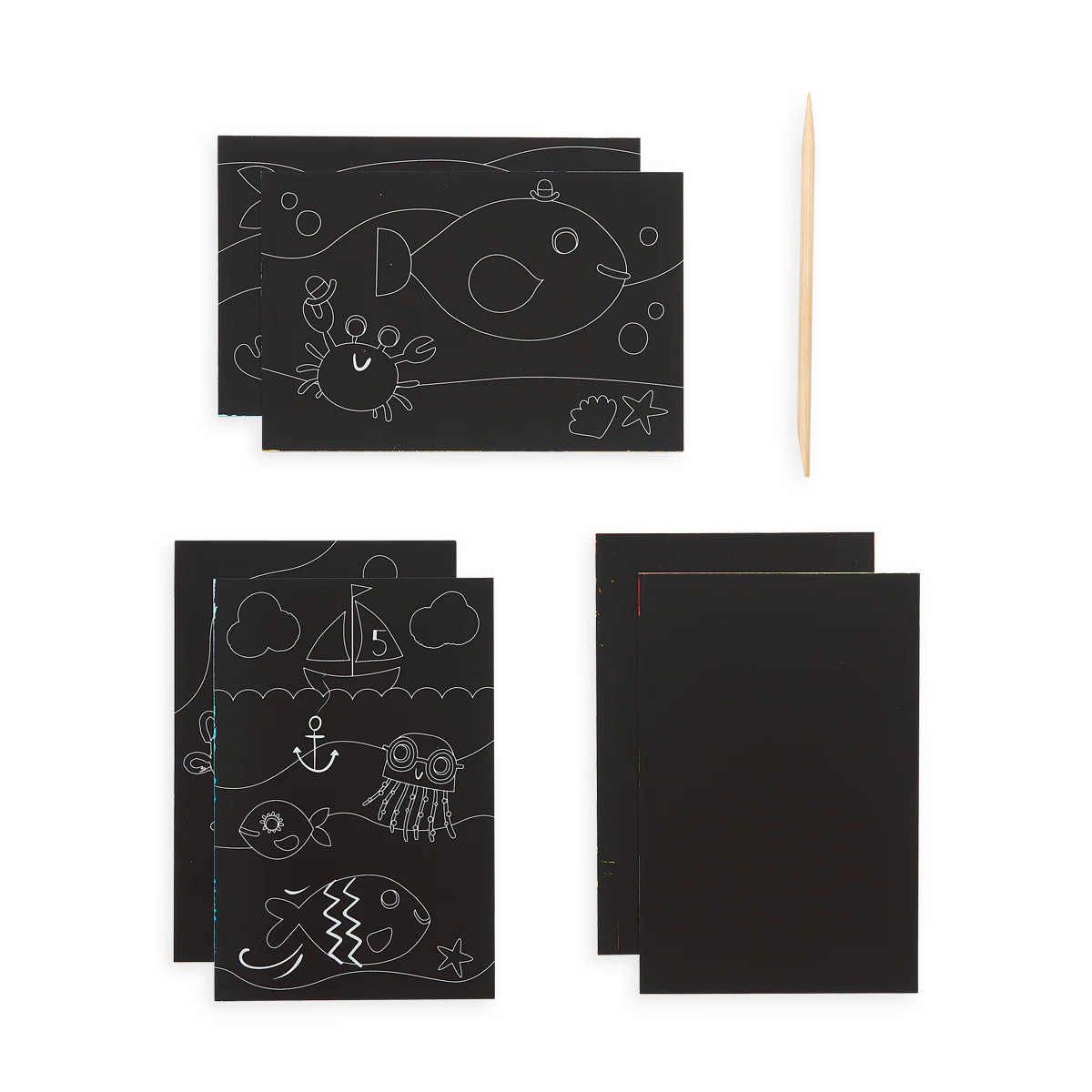 Scratch and Scribble Mini Scratch Art Kit - Friendly Fish - 8 Cards 1 Sticker Sheet
