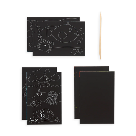 Scratch and Scribble Mini Scratch Art Kit - Friendly Fish - 8 Cards 1 Sticker Sheet