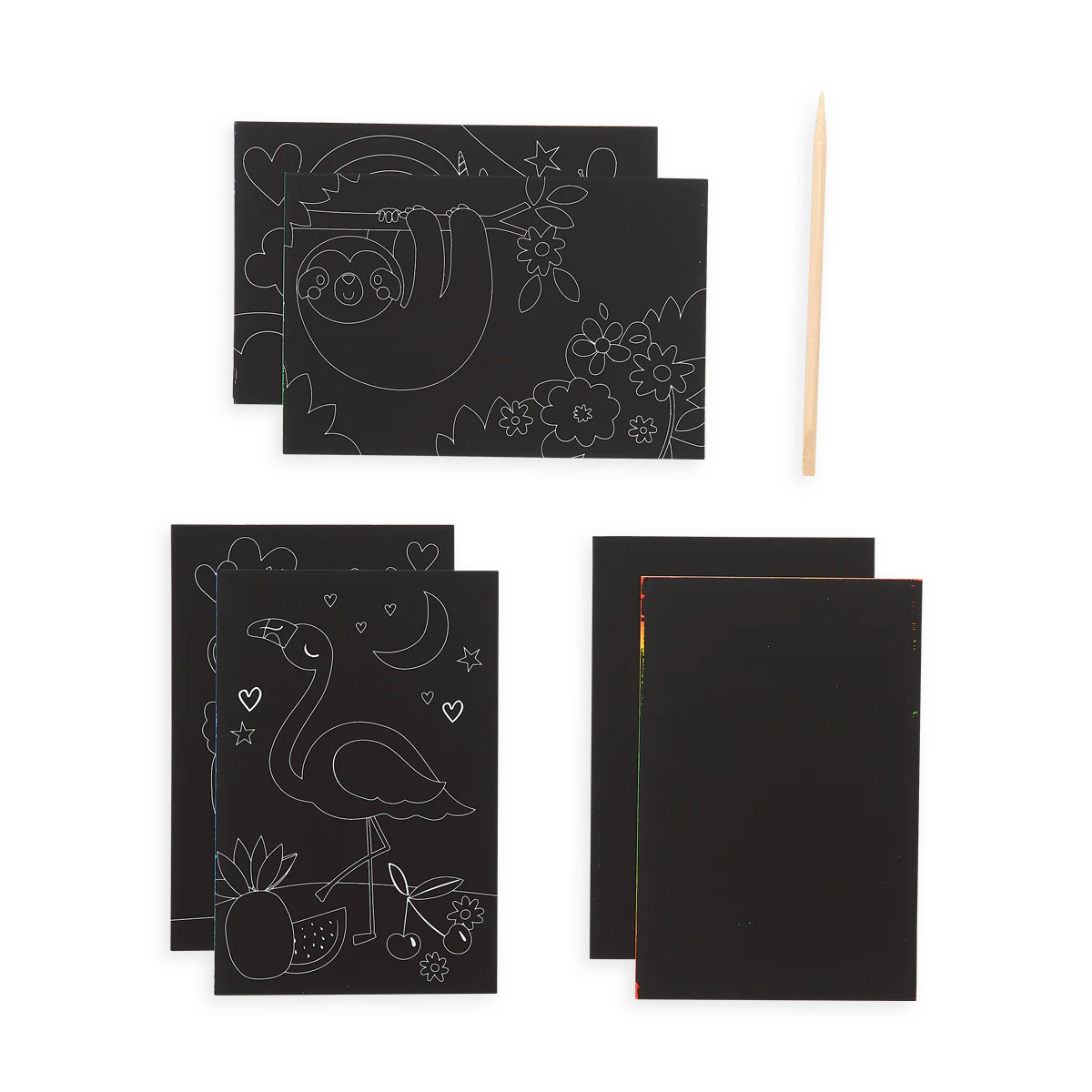 Scratch and Scribble Mini Scratch Art Kit - Funtastic Friends - 8 Cards 1 Sticker Sheet