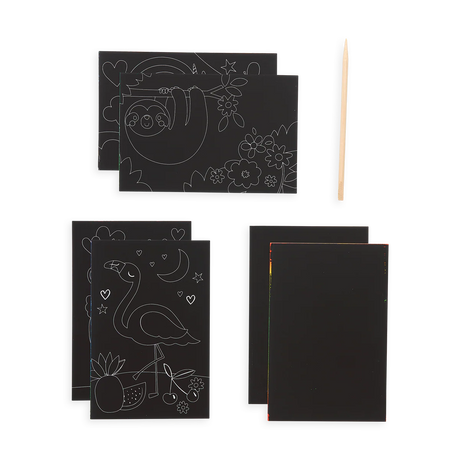 Scratch and Scribble Mini Scratch Art Kit - Funtastic Friends - 8 Cards 1 Sticker Sheet