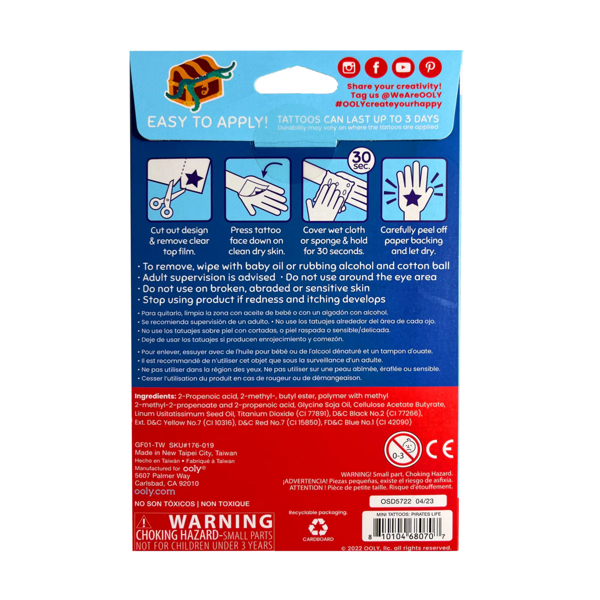 Mini Tattoo Palooza Temporary Tattoos - Pirate's Life