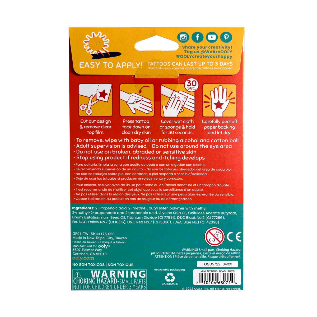 Mini Tattoo Palooza Temporary Tattoos - Beach Days