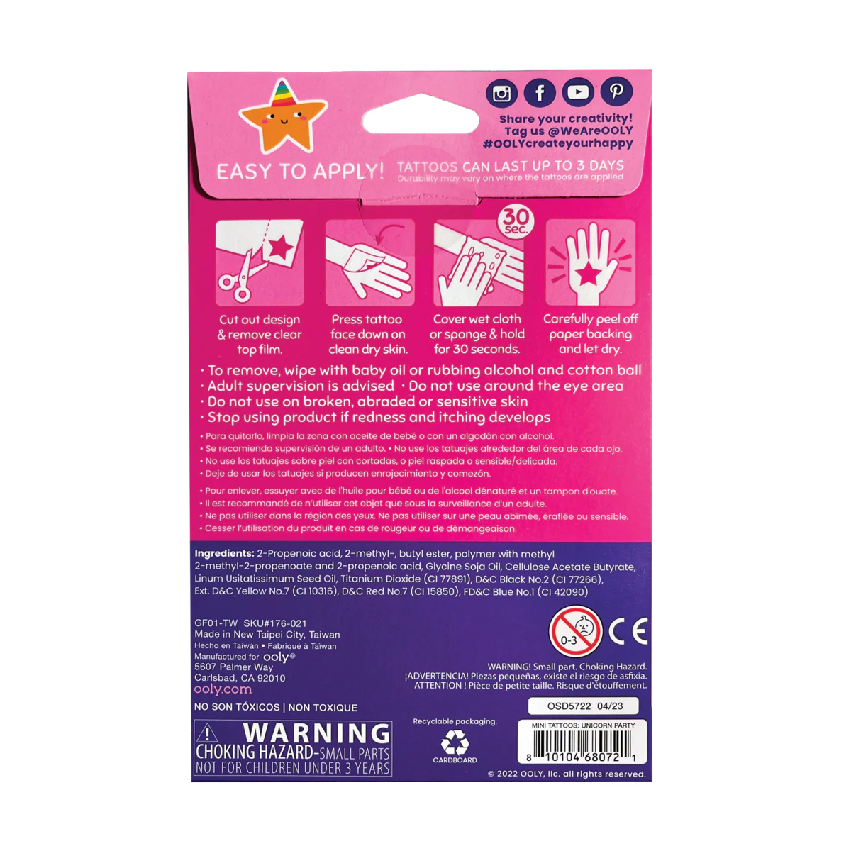 Mini Tattoo Palooza Temporary Tattoos - Unicorn Party