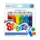 Easy Squeezy Squeezable Poster Paint Brushes - Easy Grip - Set of 6
