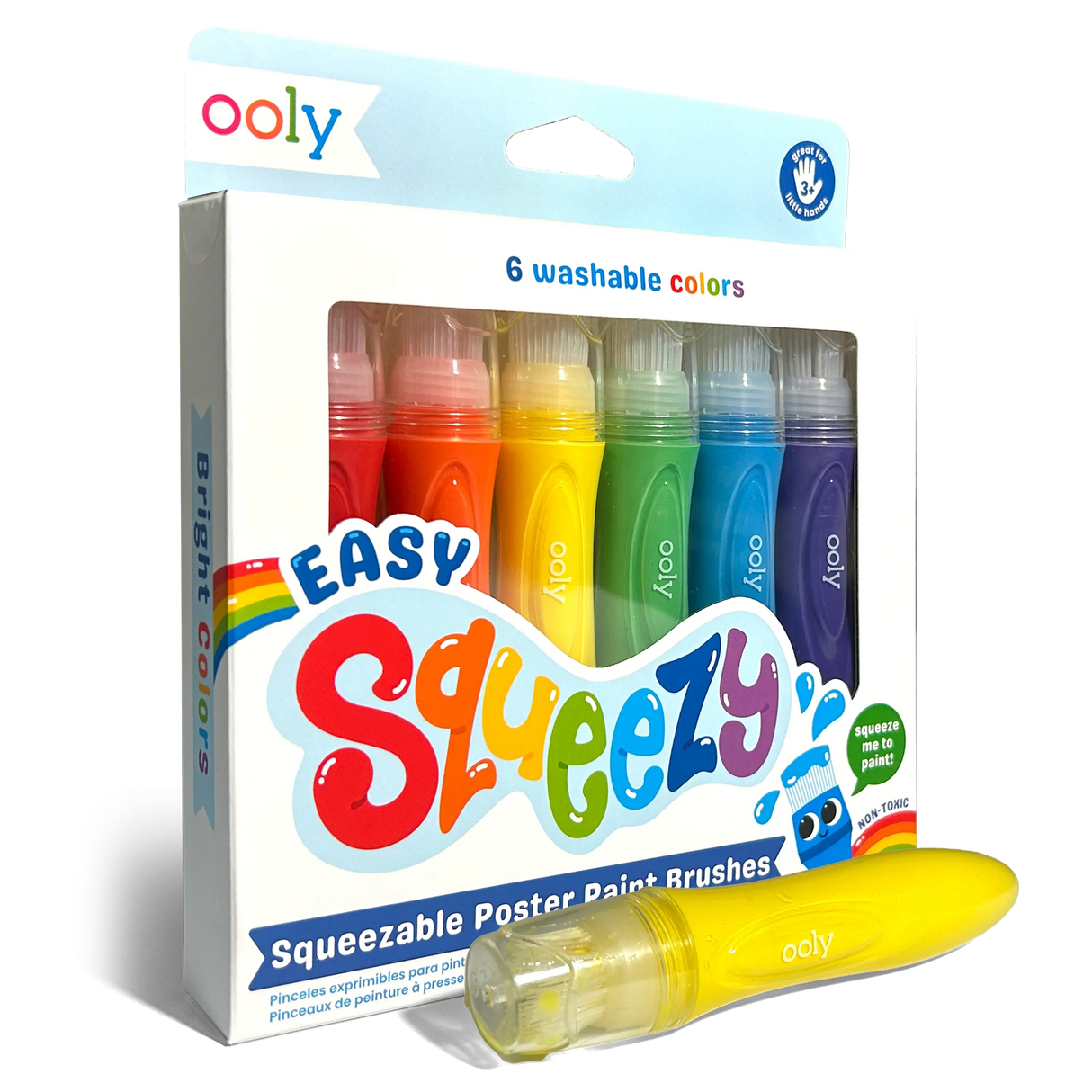Easy Squeezy Squeezable Poster Paint Brushes - Easy Grip - Set of 6