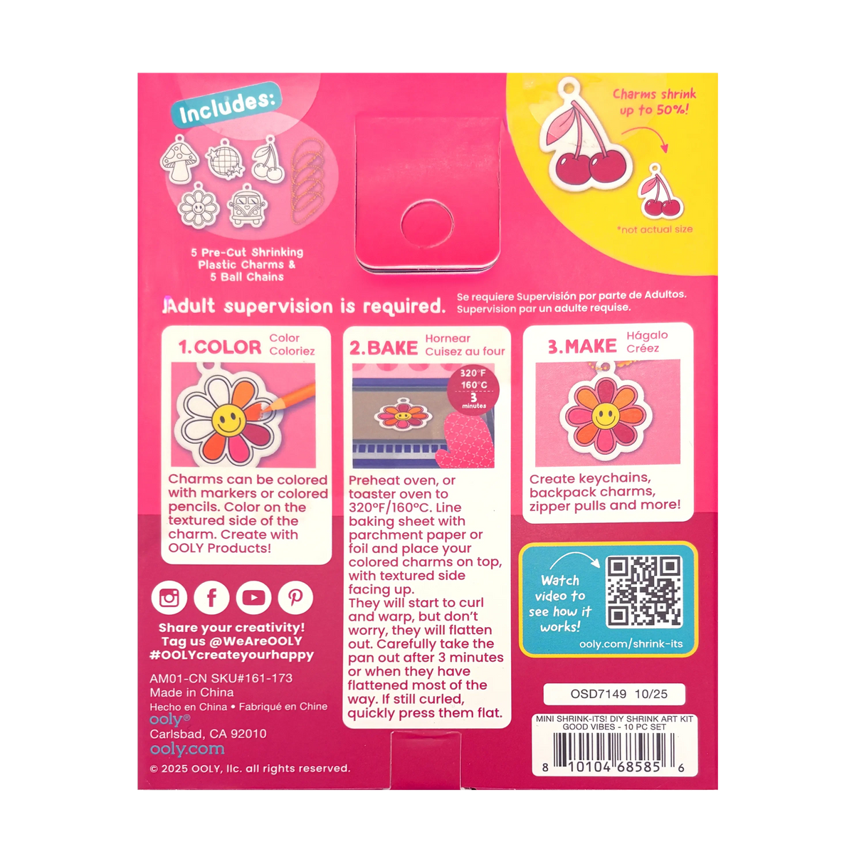 Shrink-Its! Mini DIY Shrink Art Kit - Good Vibes - 5 Charms