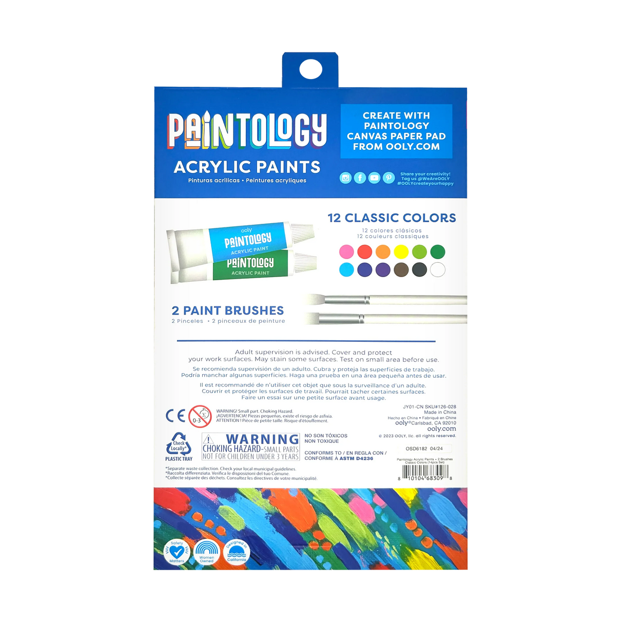 Paintology Acrylic Paint Set - Classic Colors - Set of 12