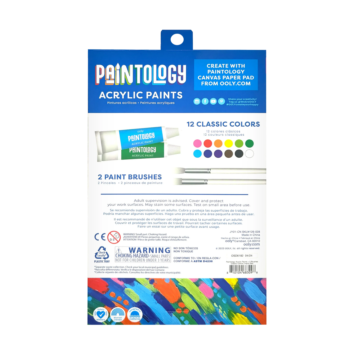 Paintology Acrylic Paint Set - Classic Colors - Set of 12
