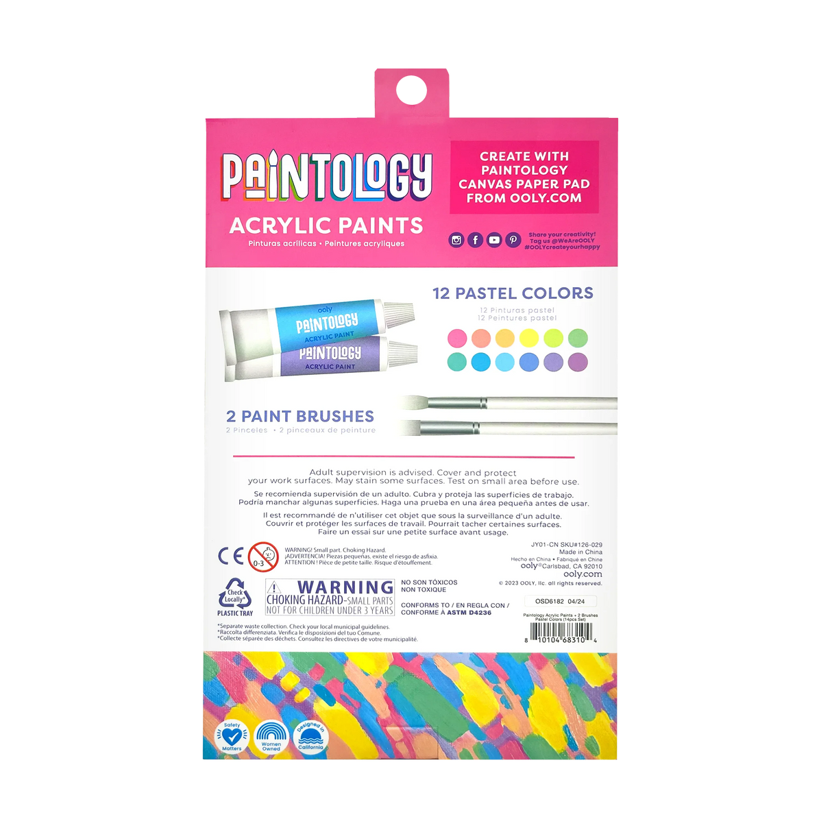 Paintology Acrylic Paints Set - Pastel Colors - Set of 12