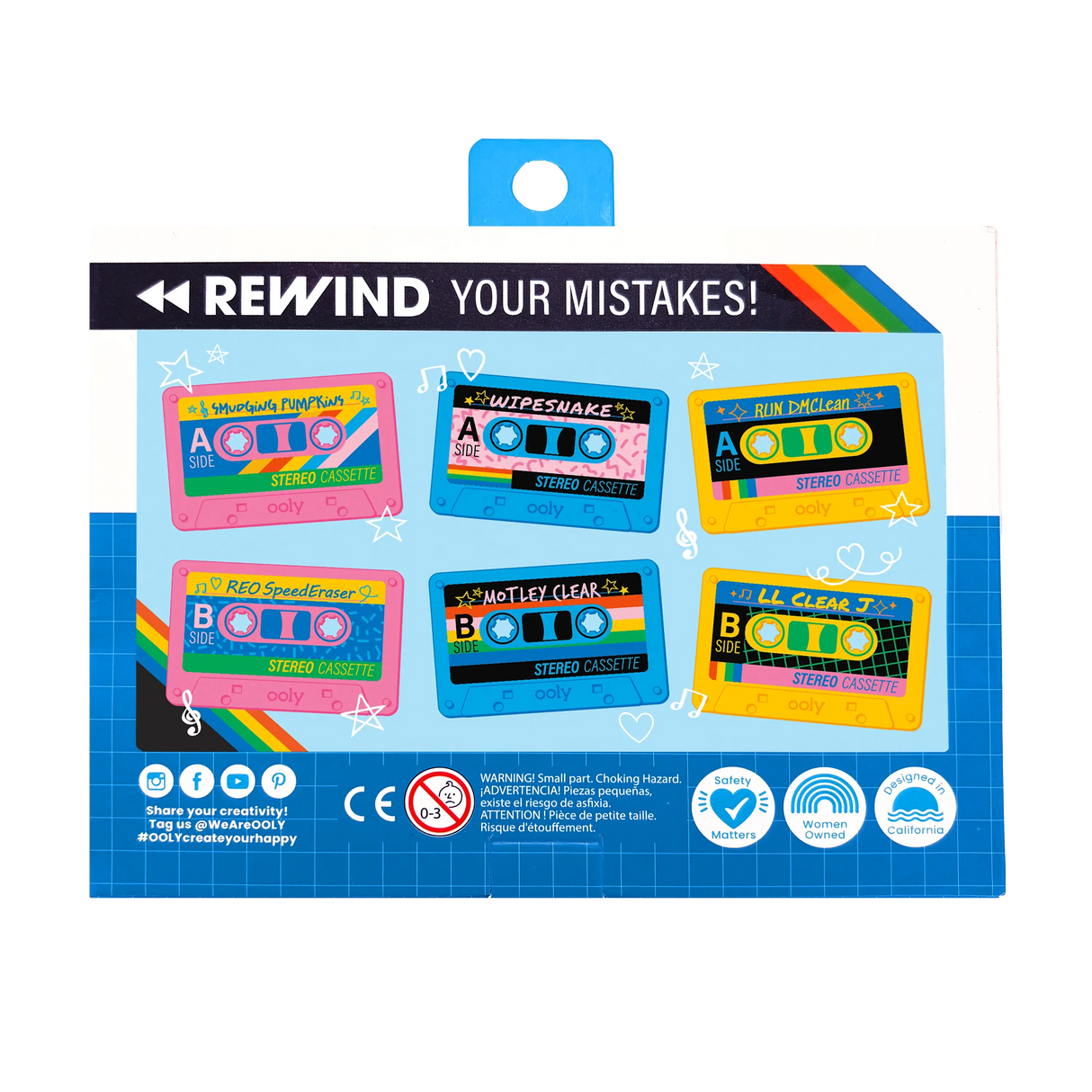 Rewind Cassette Erasers - Retro - Set of 3