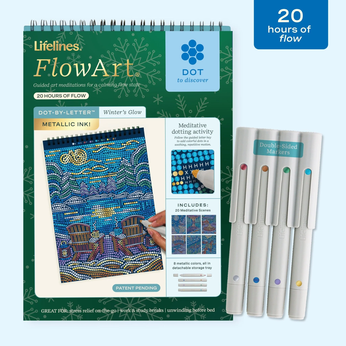 Lifelines FlowArt Dot-by-Letter Winter's Glow (Metallic Ink) art pad - cover