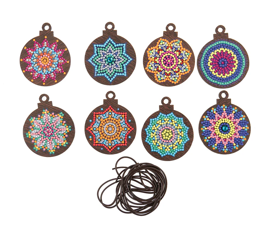 Crystal Art Mandala Mayhem Festive Hanging Decorations Set of 8