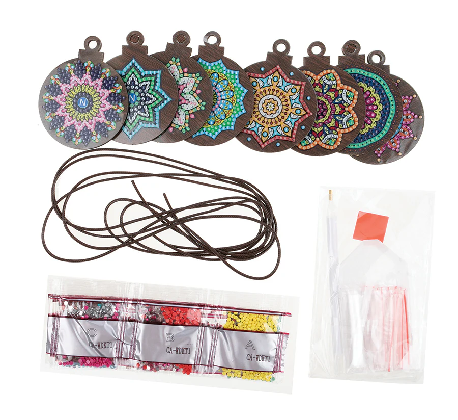 Crystal Art Mandala Mayhem Festive Hanging Decorations Set of 8