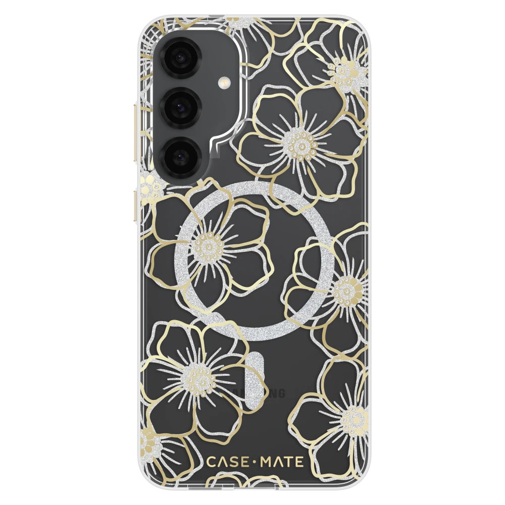 Case-Mate - Floral Gems Case with Magnet for Samsung Galaxy S25 Plus - Gold