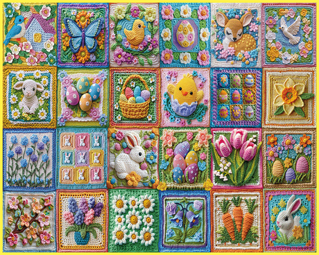 White Mountain Puzzles - Easter Crochet (2096pz) - 1000 Piece Jigsaw Puzzle