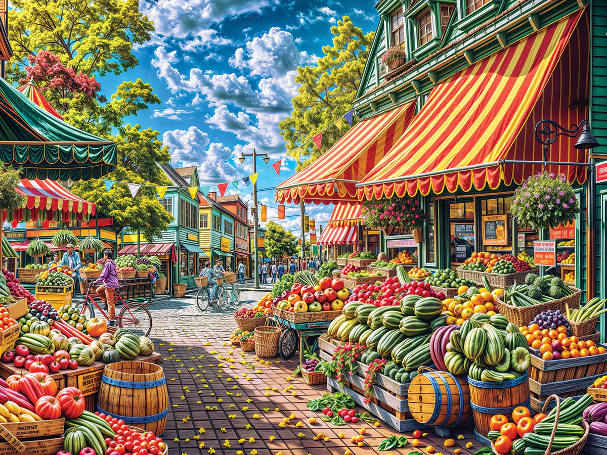 White Mountain Puzzles - Fruit Market (2090pz) - 500 Piece Jigsaw Puzzle