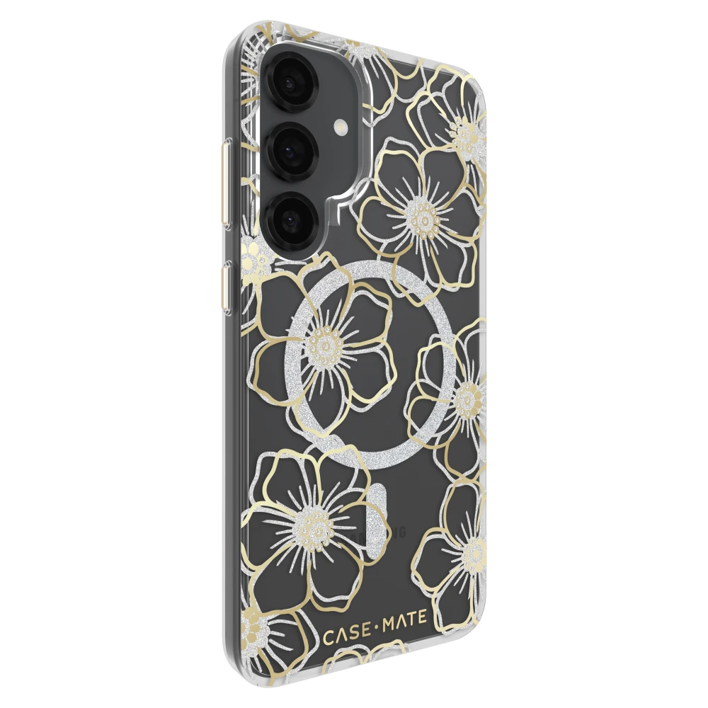 Case-Mate - Floral Gems Case with Magnet for Samsung Galaxy S25 Plus - Gold