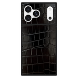 Flaunt - Square Faux Leather MagSafe Case for Apple iPhone 17 Pro Max - Black Crocodile