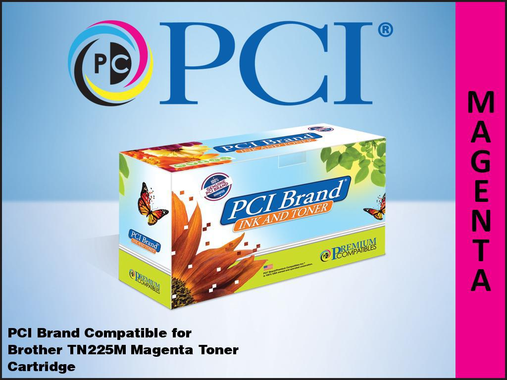 PCI Brand Brother TN-221M TN-225M High Yield Magenta Toner Cartridge 2.2K