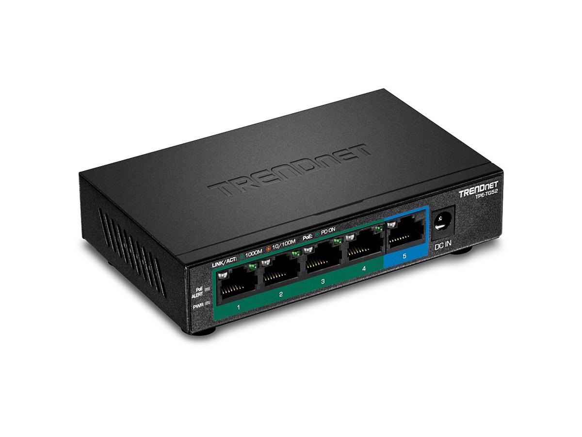 TRENDnet TPE-TG52 5-Port Gigabit PoE+ Switch 32W