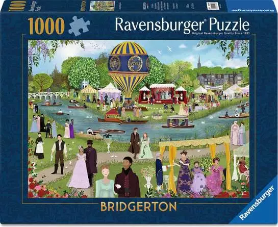 Ravensburger puzzle box featuring the 'Bridgerton' theme with a colorful illustration of a garden party.