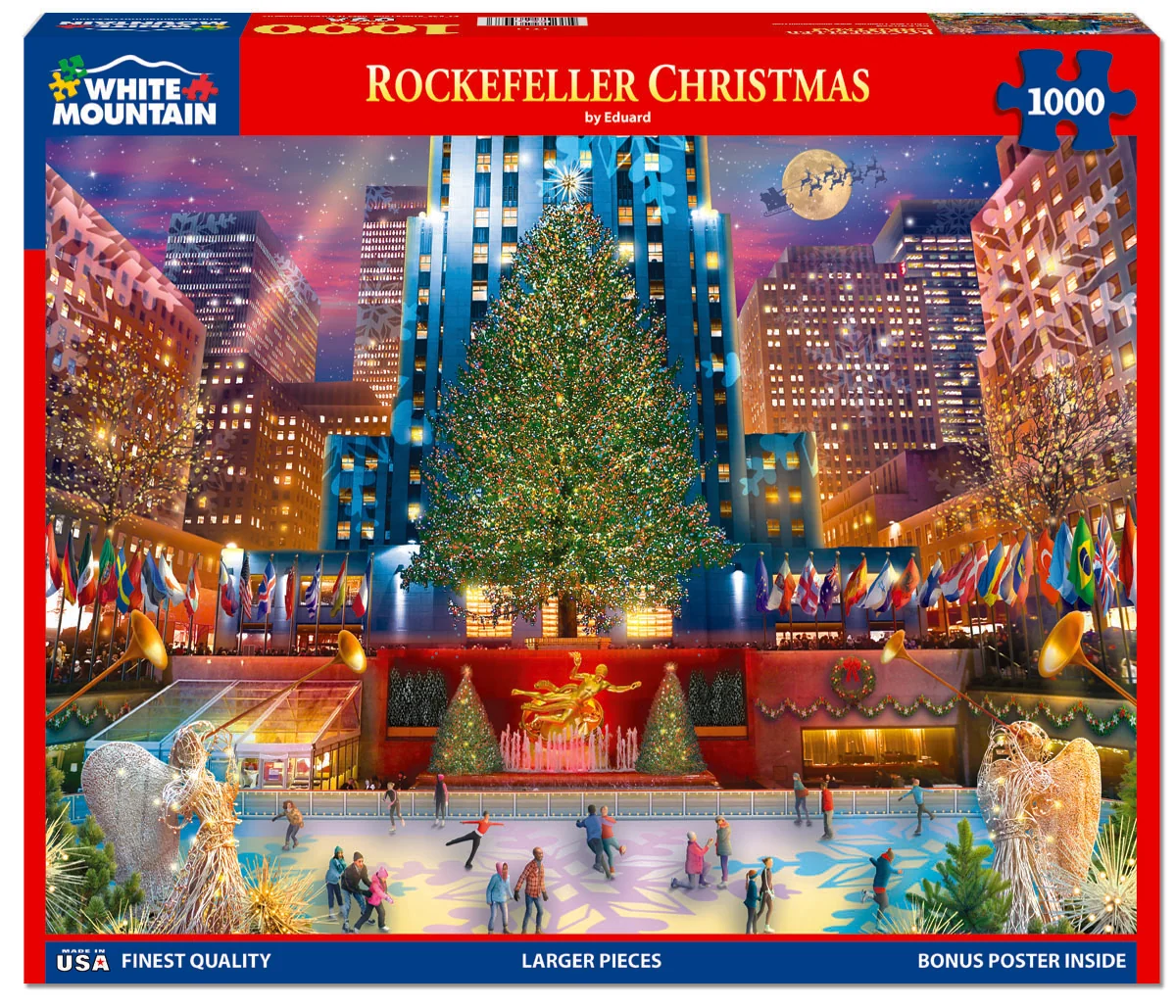 Rockefeller Christmas 1000 piece jigsaw puzzle by White Mountain Puzzles, box image
