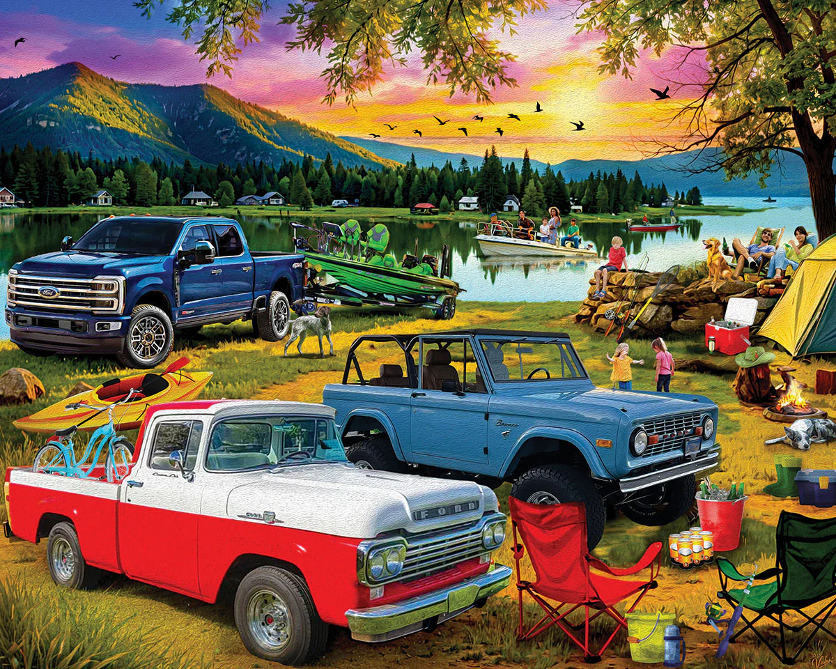 White Mountain Puzzles - Family Day At The Lake-Ford (2112pz) - 1000 Piece Jigsaw Puzzle
