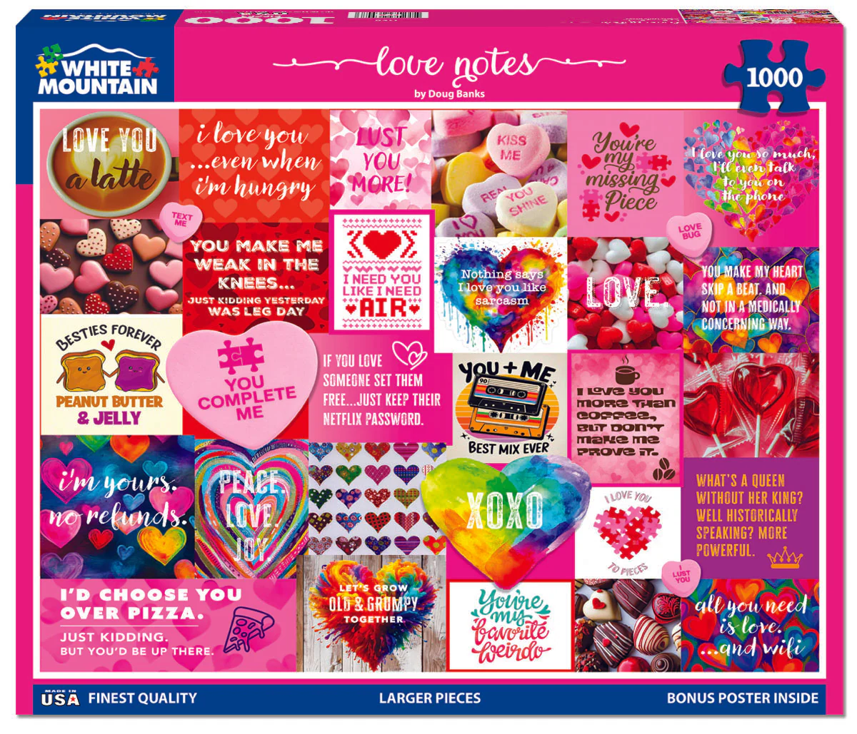 White Mountain Puzzles - Love Notes - 1000 Piece Jigsaw Puzzle