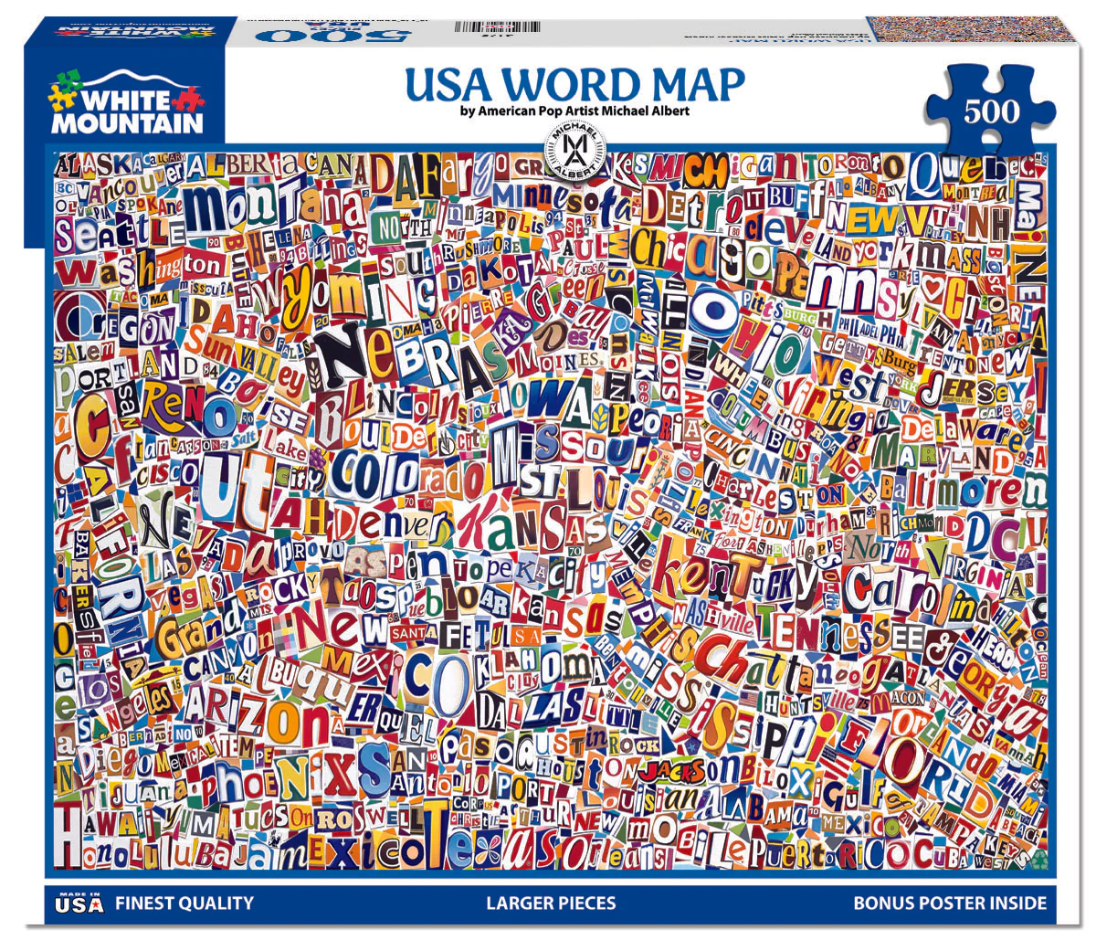 White Mountain Puzzles - USA Word Map - 500 Piece Jigsaw Puzzle