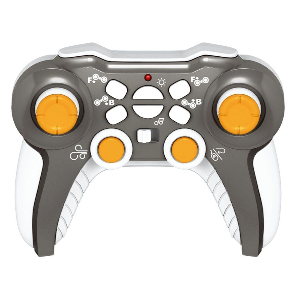 Interactive RC Robot Dog - Stunt Moves, 8-Wheel, 360° Spins, 82ft Range, Music & Water Spray, LED Lights, 30 Min Playtime, USB Rechargeable, White