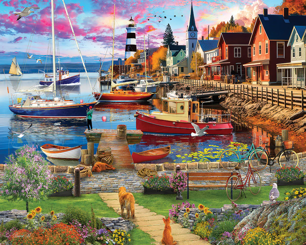 White Mountain Puzzles - Boat Harbor (2109pz) - 1000 Piece Jigsaw Puzzle