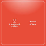 RadioShack 6 Outlet Power Strip with 2 USB-A inputs 5V and 90J Surge Protector 6100855