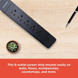 RadioShack 6 Outlet Power Strip with 2 USB-A inputs 5V and 90J Surge Protector 6100855