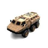 All-Terrain RC Armored Stunt Car - 6WD, LED Lights, 11 mph, 98 ft Range, 30-Min Playtime, USB Rechargeable, Beige