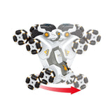 Interactive RC Robot Dog - Stunt Moves, 8-Wheel, 360° Spins, 82ft Range, Music & Water Spray, LED Lights, 30 Min Playtime, USB Rechargeable, White