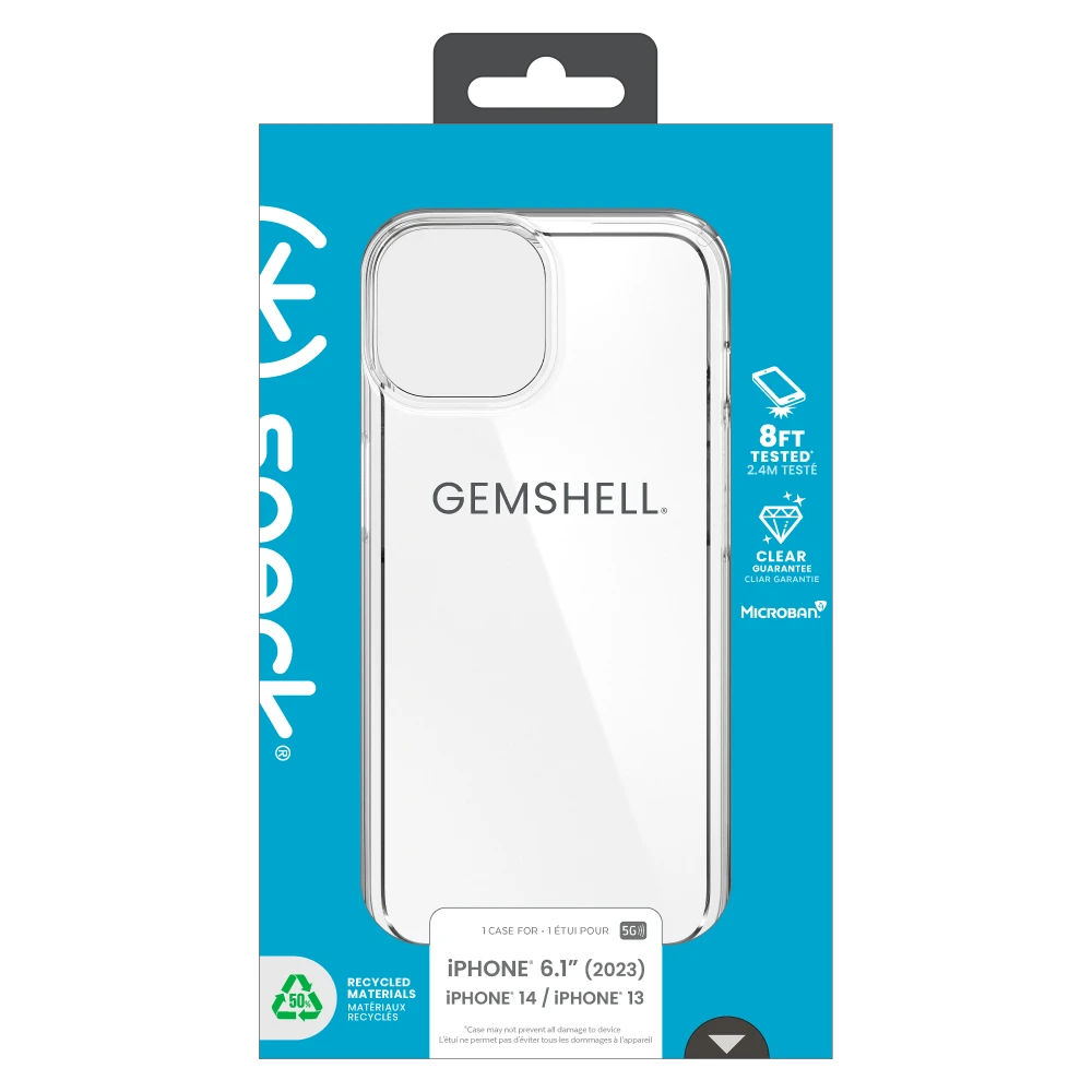 Speck - Gemshell Grip Case for iPhone 15 / 14 / 13 / iPhone 16e - Clear