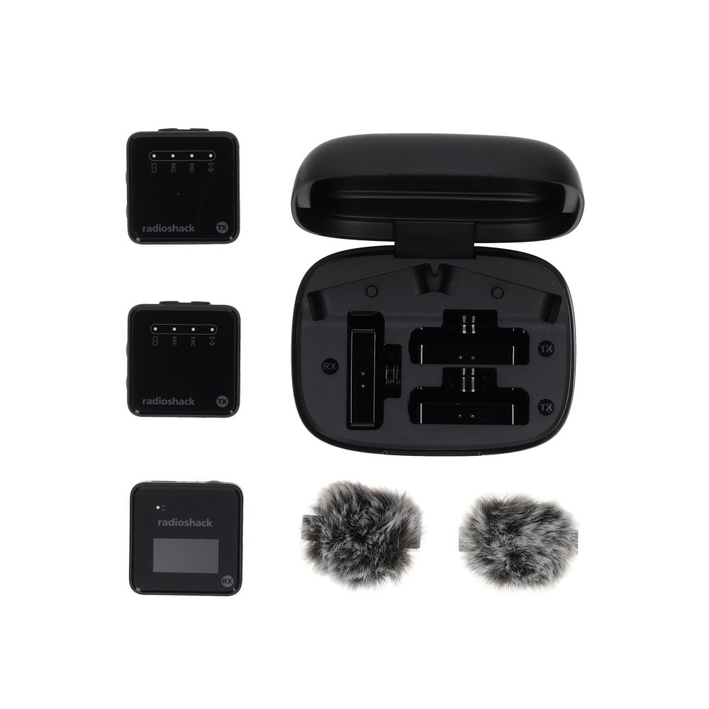 RadioShack Wireless Clip-On Microphone with Charging Case USB-C Noise Reduction