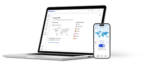 Malwarebytes Privacy VPN app on a laptop and phone