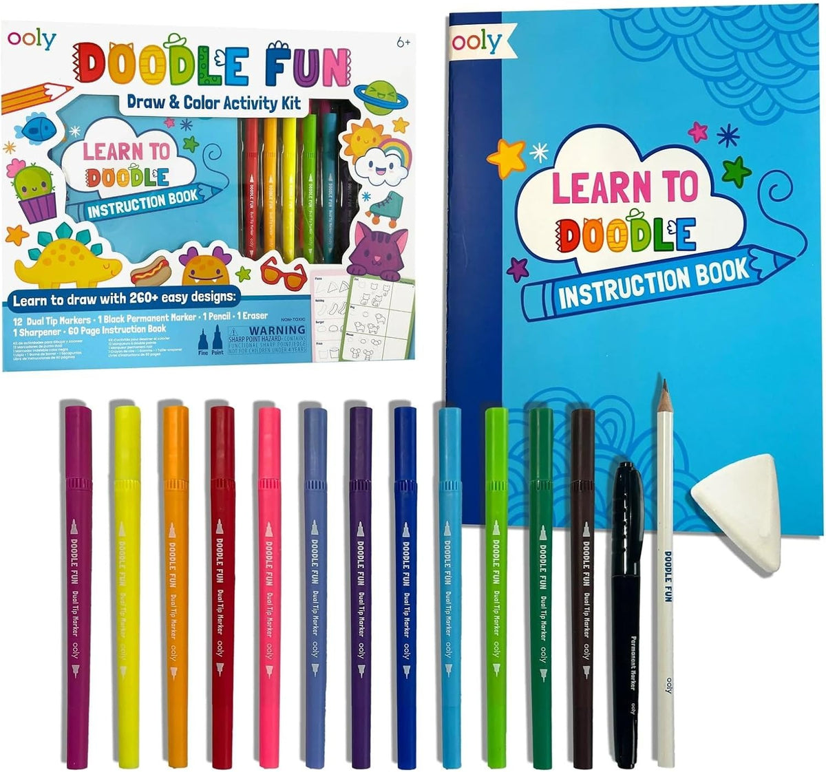 OOLY Doodle Fun Draw & Color Activity Kit - package with instruction book and markers