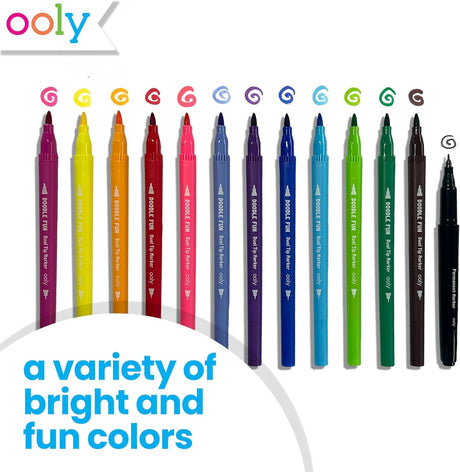 OOLY Doodle Fun - 12 dual-tip markers and black marker