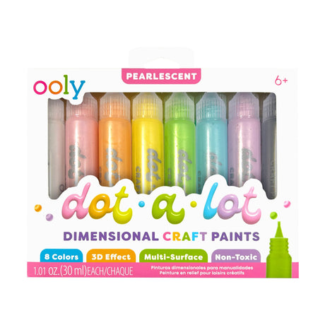 OOLY Dot-a-Lot 3D Dimensional Craft Paint - Pearlescent - Set of 8 - main product image
