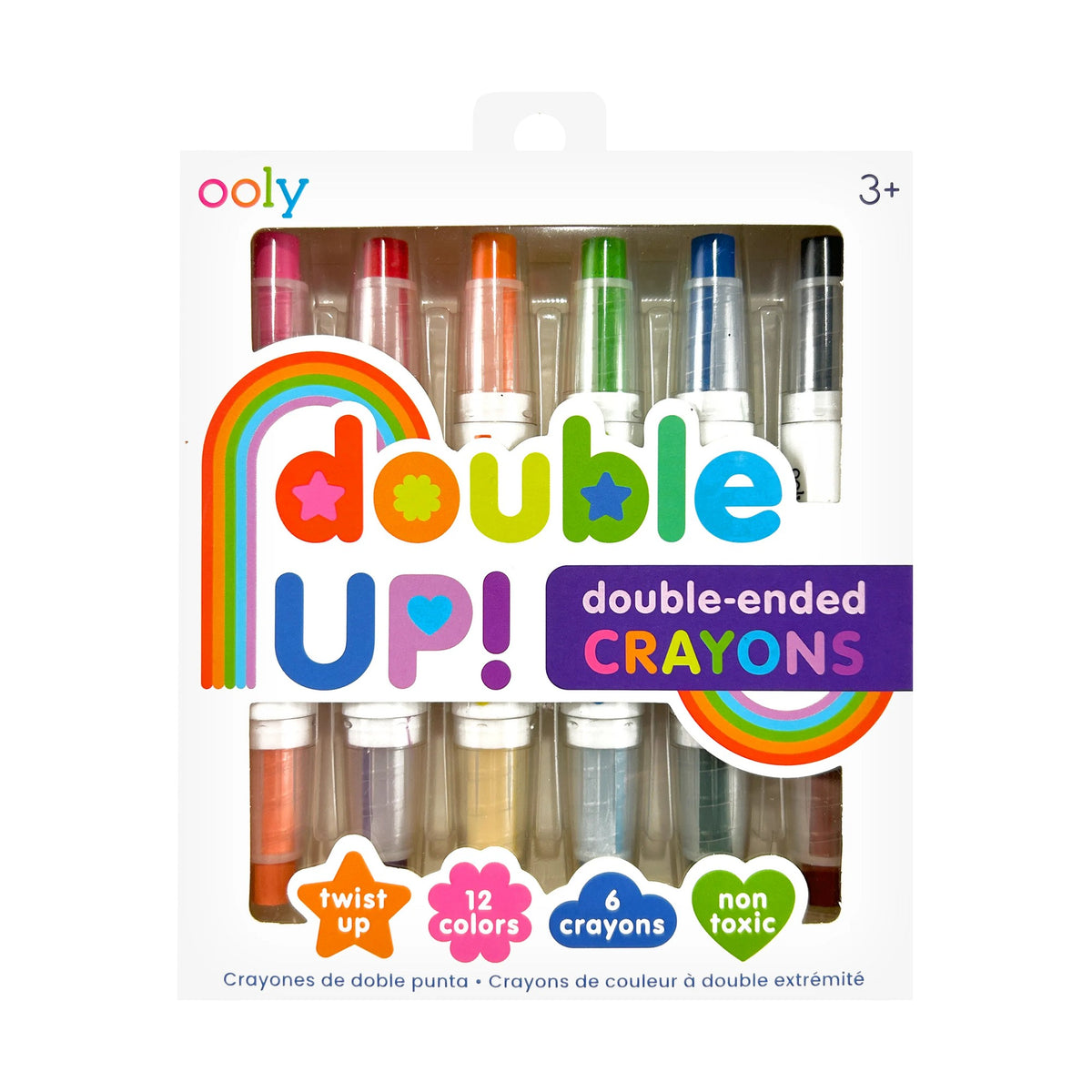 OOLY Double Up! Double-Ended Crayons - 12 Colors - Set of 6 - main product image